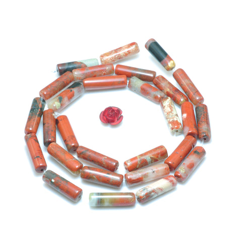 YesBeads Natural Red Brecciated Jasper smooth tube beads loose gemstones wholesale jewelry making 15"