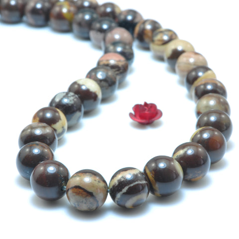 YesBeads Natural Outback Jasper smooth round beads loose gemstones wholesale jewelry making 15"