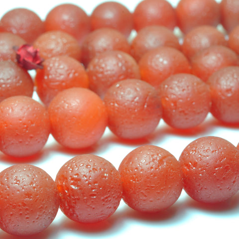Natural Carnelian matte round beads red gemstone wholesale jewelry making bracelet diy stuff