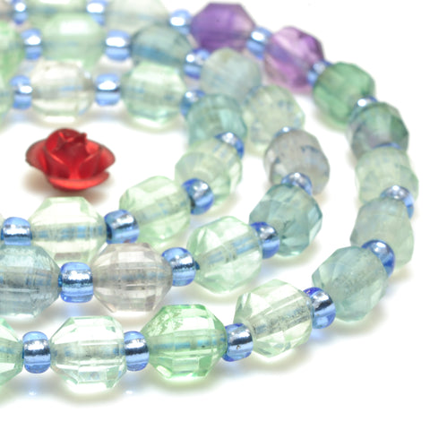 YesBeads Natural Rainbow Fluorite faceted double terminated point beads wholesale loose gemstone jewelry making 15"