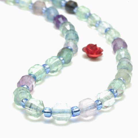 YesBeads Natural Rainbow Fluorite faceted double terminated point beads wholesale loose gemstone jewelry making 15"