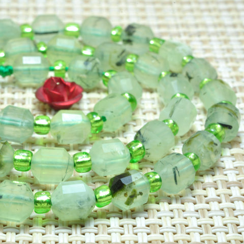 YesBeads Natural Green Prehnite faceted double terminated point beads wholesale gemstone jewelry 15"