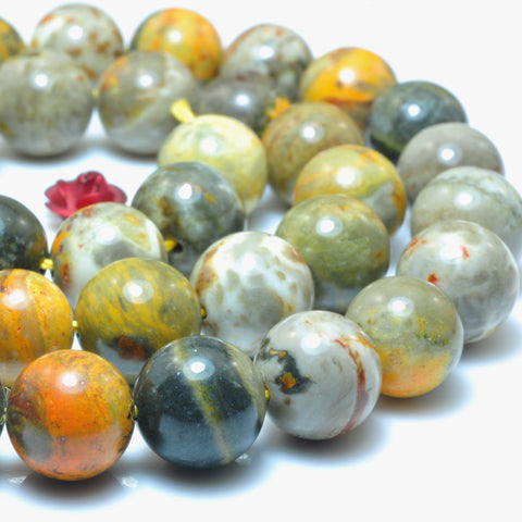 Natural Bumblebee Jasper smooth round beads loose gemstones wholesale jewelry making 15"