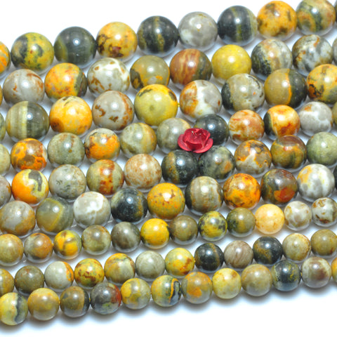 Natural Bumblebee Jasper smooth round beads loose gemstones wholesale jewelry making 15"