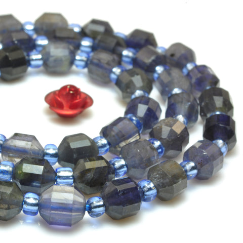 Natural Blue Iolite faceted double terminated point beads wholesale gemstone jewelry making 15"