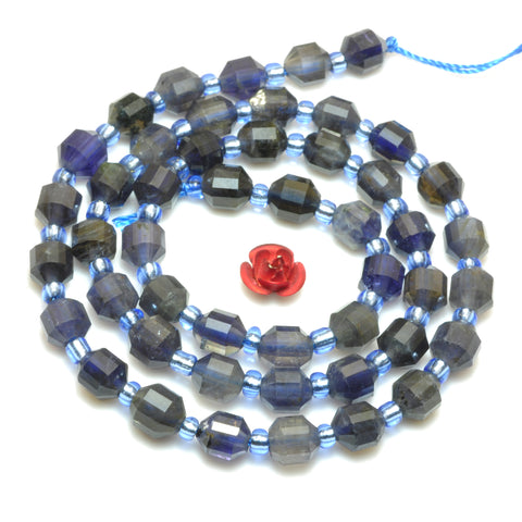 Natural Blue Iolite faceted double terminated point beads wholesale gemstone jewelry making 15"