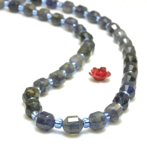 Natural Blue Iolite faceted double terminated point beads wholesale gemstone jewelry making 15"