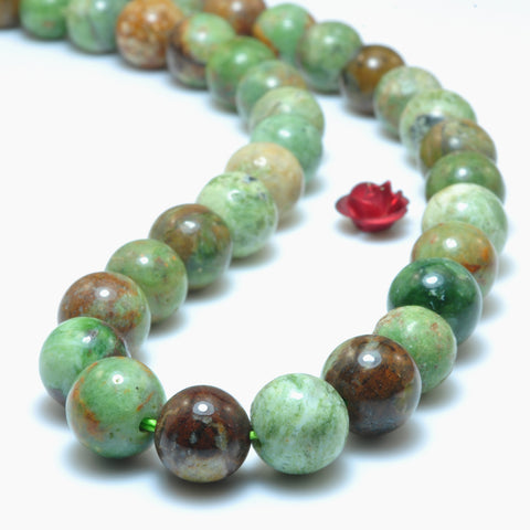 Natural Green Peruvian Opal smooth round loose beads gemstone wholesale jewelry bracelet making