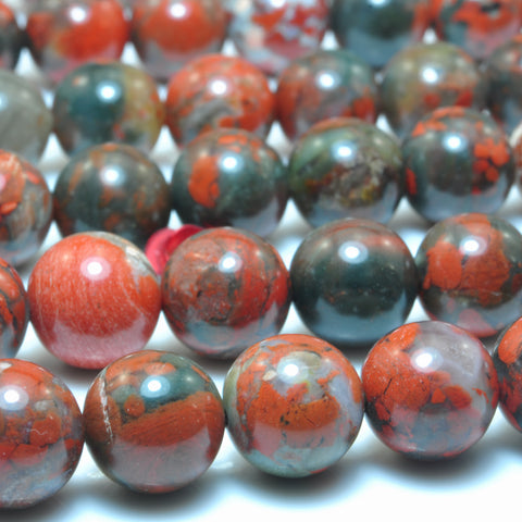 YesBeads Natural Fire Poppy Jasper smooth round loose beads gemstone wholesale jewelry making 15"