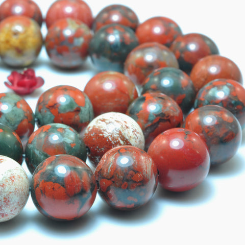 YesBeads Natural Fire Poppy Jasper smooth round loose beads gemstone wholesale jewelry making 15"