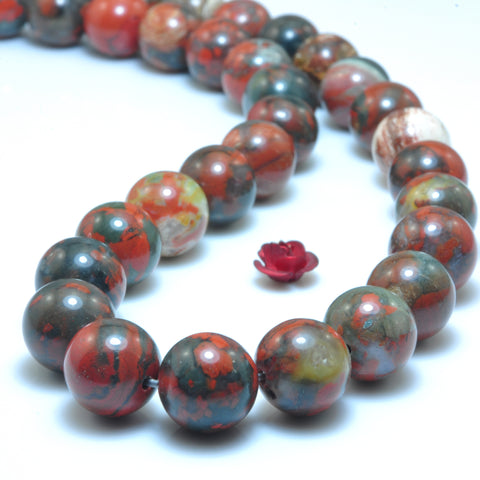 YesBeads Natural Fire Poppy Jasper smooth round loose beads gemstone wholesale jewelry making 15"