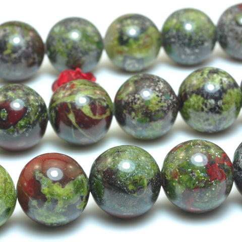 Natural dragon bloodstone smooth round loose beads gemstone wholesale jewelry making bracelet necklace diy