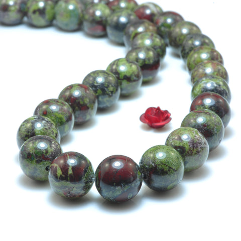 Natural dragon bloodstone smooth round loose beads gemstone wholesale jewelry making bracelet necklace diy