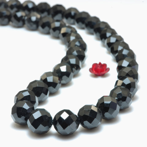 Natural Black Spinel Stone faceted round loose beads gemstone wholesale for jewelry making bracelet diy stuff
