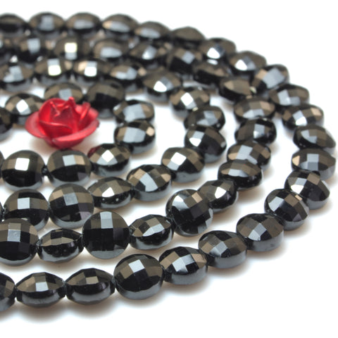 YesBeads Natural Black Spinel gemstone micro faceted loose coin beads wholesale jewelry making supplies 15"