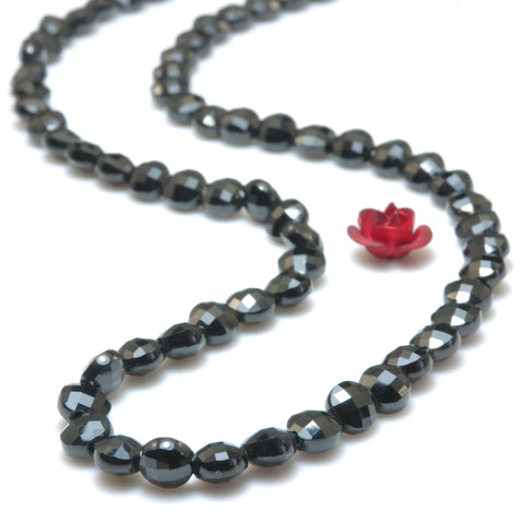 YesBeads Natural Black Spinel gemstone micro faceted loose coin beads wholesale jewelry making supplies 15"