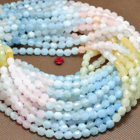 YesBeads Natural Morganite faceted double terminated point beads wholesale mix gemstone jewelry making 15"