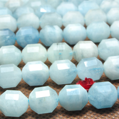YesBeads Natural Blue Aquamarine faceted double terminated point beads wholesale gemstone jewelry making 15"