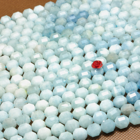 YesBeads Natural Blue Aquamarine faceted double terminated point beads wholesale gemstone jewelry making 15"