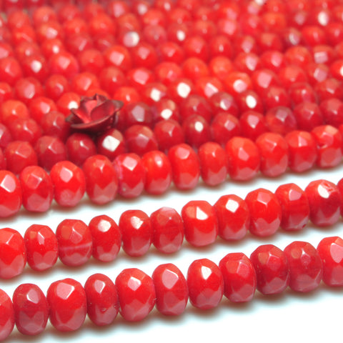 Red Coral faceted rondelle beads wholesale loose gemstones for jewelry making bracelet necklace