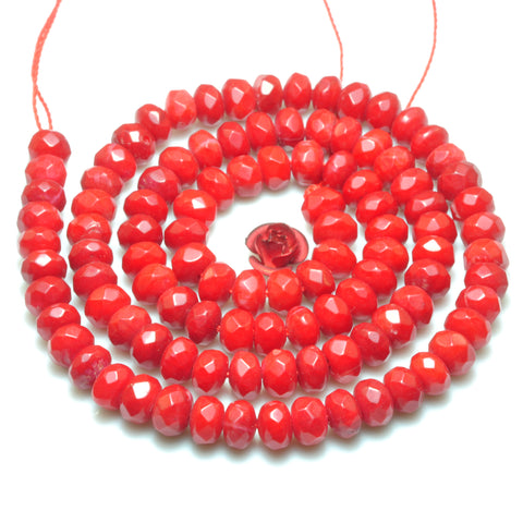 Red Coral faceted rondelle beads wholesale loose gemstones for jewelry making bracelet necklace