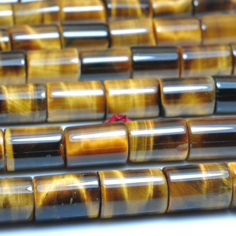 Natural Yellow Tiger Eye smooth tube cylinder beads wholesale loose gemstone jewelry making 12mm
