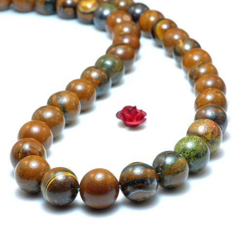 Natural yellow Tiger Iron gemstone smooth round loose beads wholesale jewelry making bracelet necklace diy