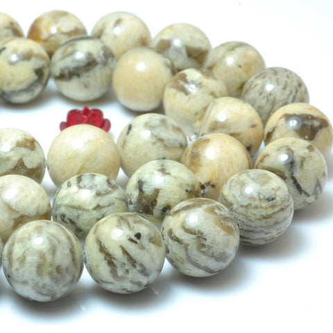 YesBeads Natural Feldspar gemstone smooth round loose beads wholesale jewelry making15"