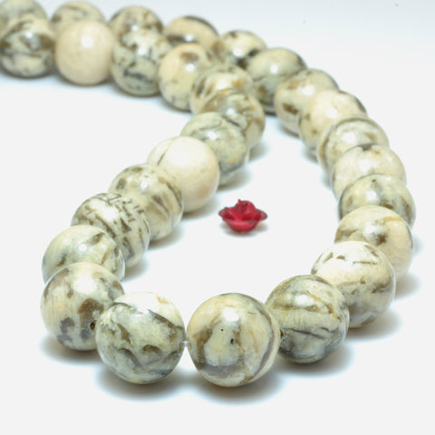 YesBeads Natural Feldspar gemstone smooth round loose beads wholesale jewelry making15"