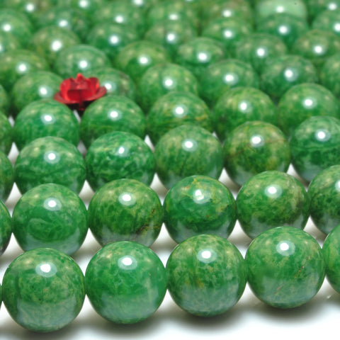 YesBeads Natural African green jade smooth round loose beads wholesale gemstone jewelry making 15"