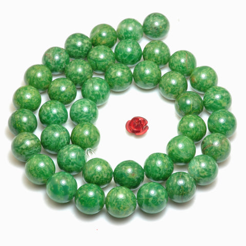 YesBeads Natural African green jade smooth round loose beads wholesale gemstone jewelry making 15"