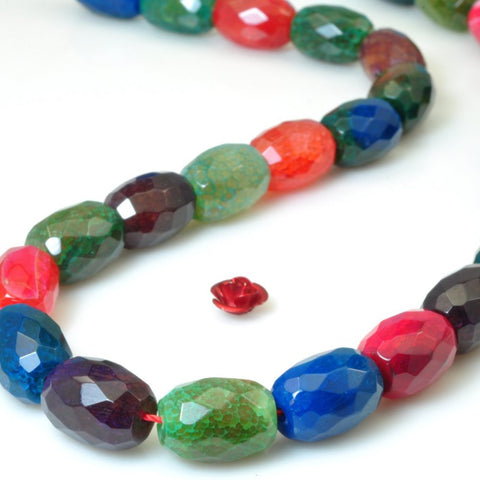 YesBeads Rainbow Agate faceted drum beads wholesale mix gesmtone jewelry making