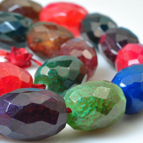 YesBeads Rainbow Agate faceted drum beads wholesale mix gesmtone jewelry making