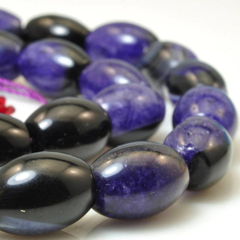 YesBeads Purple Black Agate smooth rice beads wholesale gemstone jewelry making