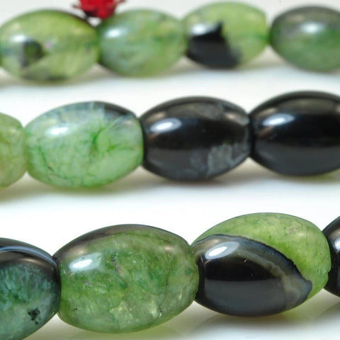 YesBeads Green Agate smooth rice beads wholesale gemstone jewelry making 15"