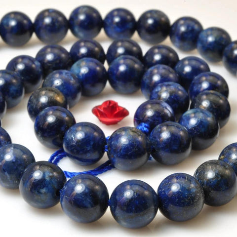 47 pcs of Blue stone smooth round beads in 8mm