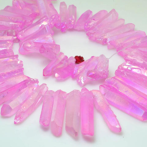 YesBeads 15 inches Matte Titanium Coated Mystic Drilled Crystal Rough Dagger spike tower beads,Purple Color (New)