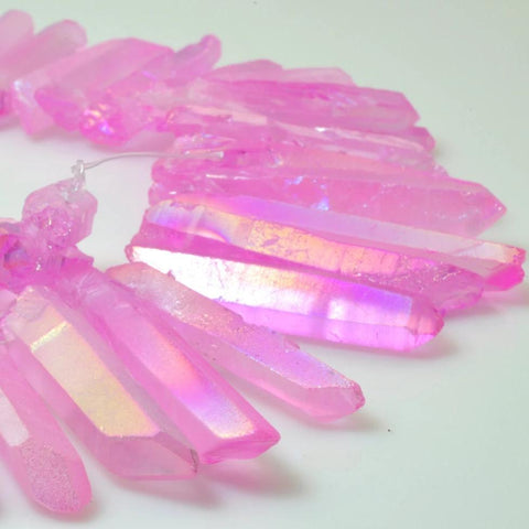 YesBeads 15 inches Matte Titanium Coated Mystic Drilled Crystal Rough Dagger spike tower beads,Purple Color (New)