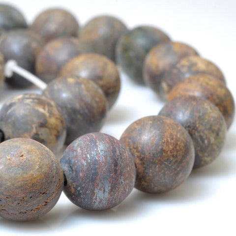 37 pcs of Gold copper stone matte round beads in 10mm