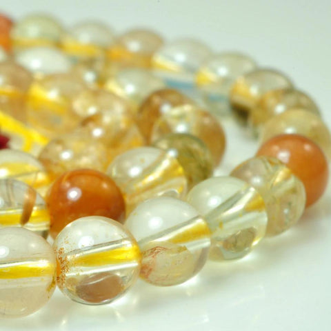 62 pcs of Natural Miscellaneous Rutilated Quartz smooth round stone beads in 6mm