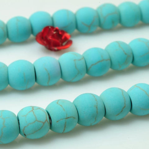 62 pcs of Green Turquoise synthesis matte round beads in 6mm