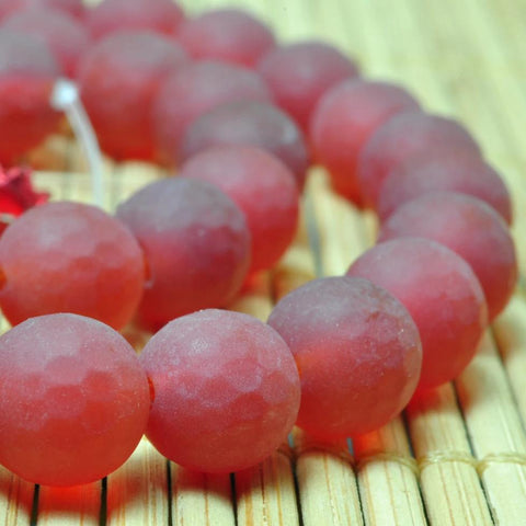 47 pcs of Natural Carnelian matte and faceted round beads in 8mm (128 faces)