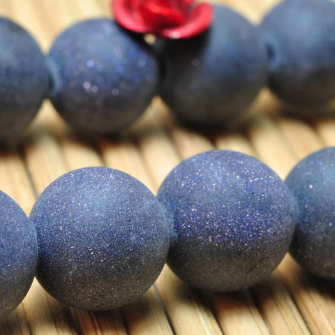 YesBeads Blue and Stone matte loose round beads gemstone wholesale jewelry making 15''