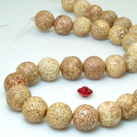 YesBeads Bodhi Jasper matte round loose beads bodhi mala wholesale gemstone jewelry 15"