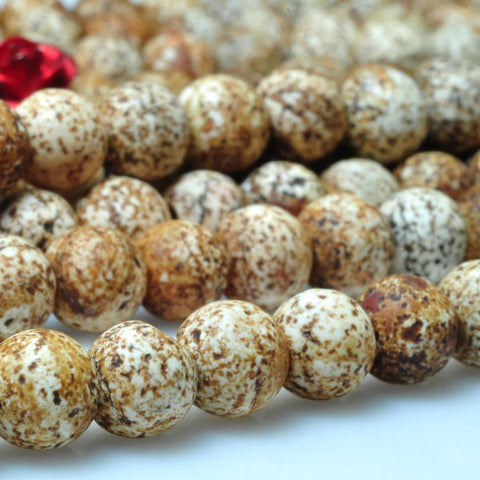 YesBeads Bodhi Jasper matte round loose beads bodhi mala wholesale gemstone jewelry 6mm