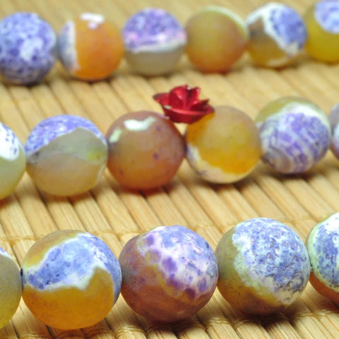 37 pcs of Dyed Rainbow Agate matte round beads in 10mm