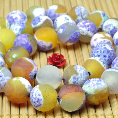 37 pcs of Dyed Rainbow Agate matte round beads in 10mm