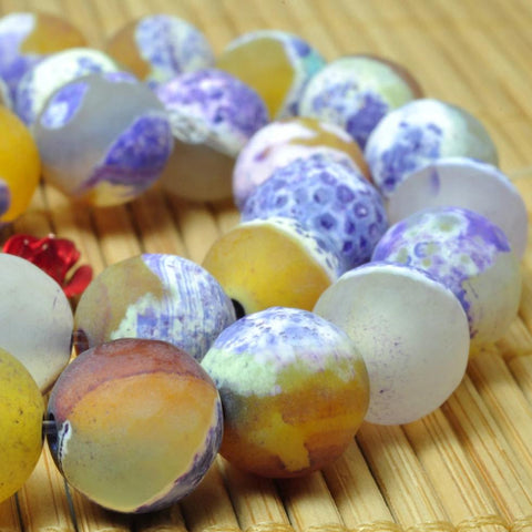 37 pcs of Dyed Rainbow Agate matte round beads in 10mm