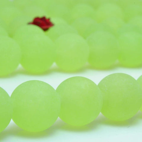 YesBeads Green Jade matte round beads wholesale gemstone jewelry making 15"