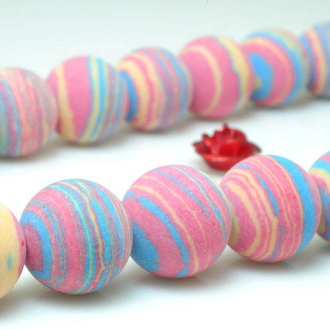 37 pcs of Rainbow Malachite matte Synthetic round beads in 10mm